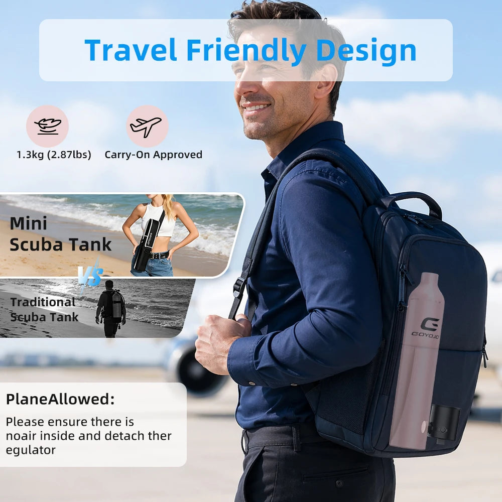 Mini Scuba Tank | 0.5L Capacity | Backup Air | Portable Diving Tank
