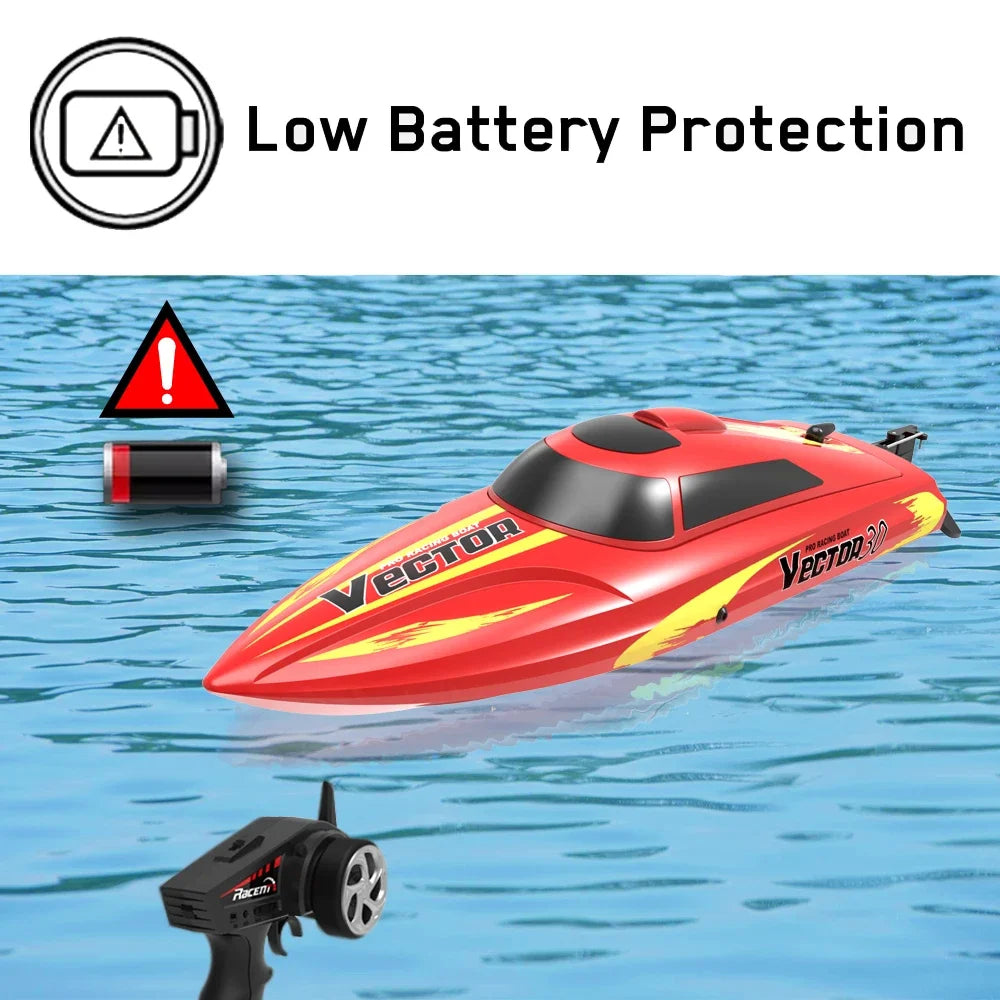 RC High-Speed Waterproof Brushless Electric RC Speedboat for Kids - 2.4GHz Remote Control Birthday Gift for Boys