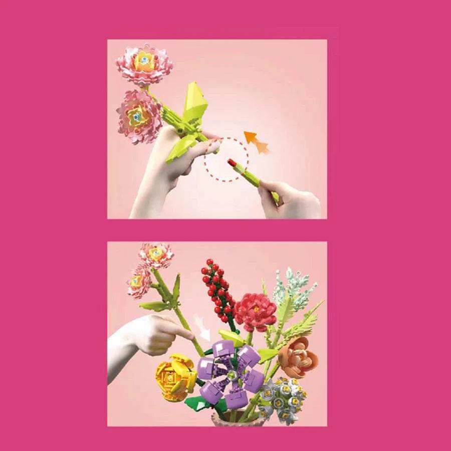 Flower Bouquet Building Blocks Eternal Flower Rose Sunflower Set - ToylandEU