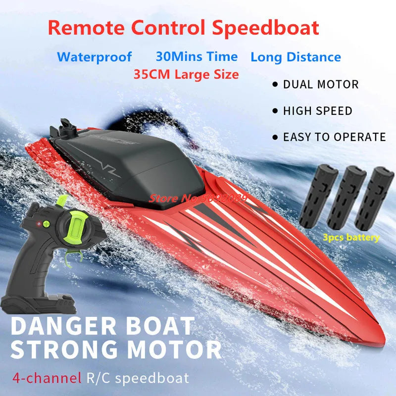 High-Speed 35CM Large RC Racing Boat with 30-Minute Drive Time - ToylandEU