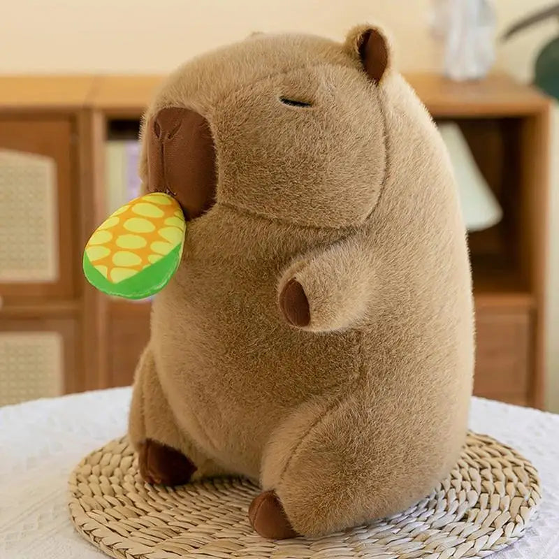 Charming Capybara Plush Pillow with Fruit Design for Cozy Decor