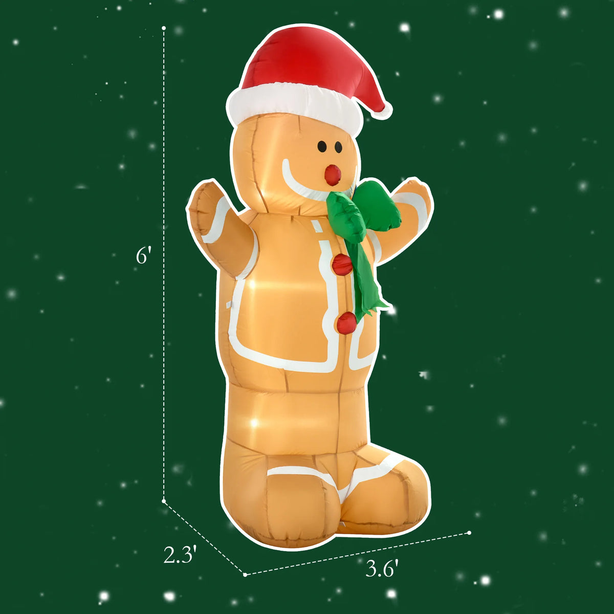 Christmas Inflatable Gingerbread Man | 6ft | Outdoor LED Lights