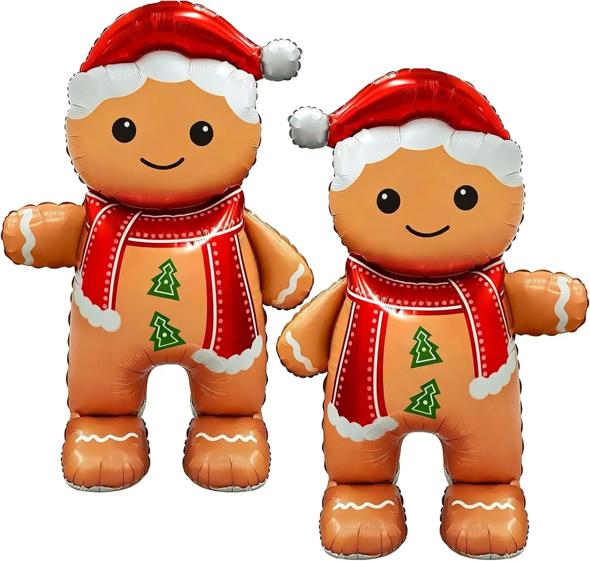 Gingerbread Balloons | 62 Inch Giant Size | Standing Support | 2 Pcs Xmas Decor