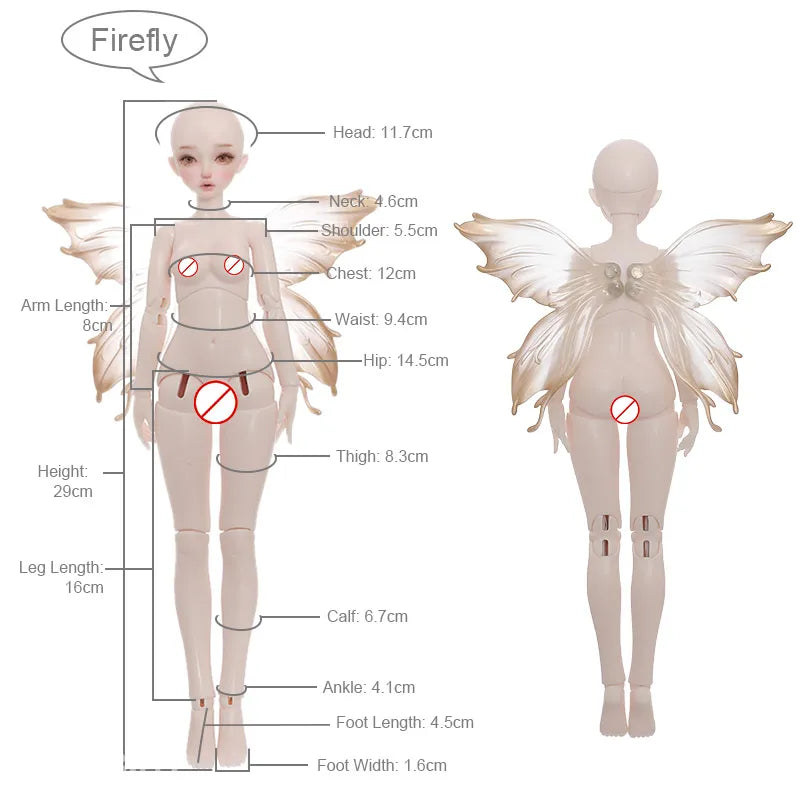 Fantasy Angel Firefly 1/6 Scale Nude Doll with Wings and Gradient Gold Guardian - ToylandEU