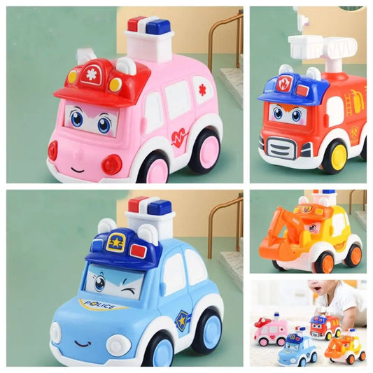 Press and Go Fire Truck Toy for Kids - Pull Back Wind-up Vehicle - ToylandEU