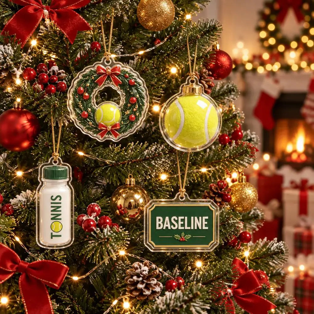 Advent Calendar | 24 Day Tennis Theme | Acrylic Visors Nets And Trophies | Sports Christmas Tree Ornaments