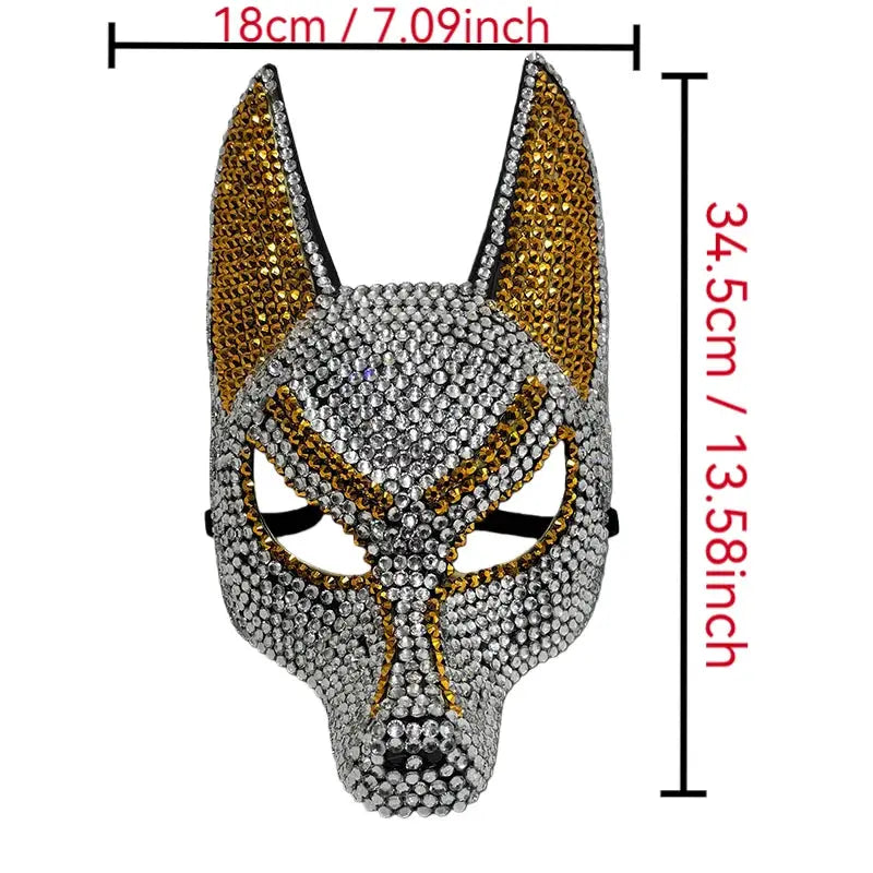 Wolf Head Animal Mask Fashion DIY Handmade Full Rhinestone Mask Unique Party Theme Mask Suitable for Men and Women - ToylandEU