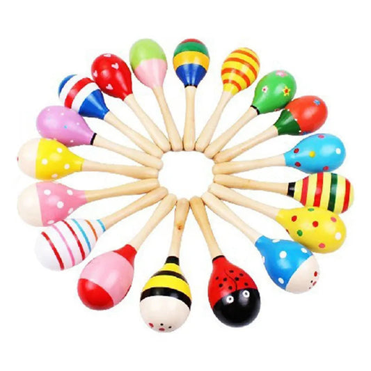 1pcs Colorful Wooden Toy Musical Instrument Maracas Large & Small Baby Exercise Auditory - ToylandEU