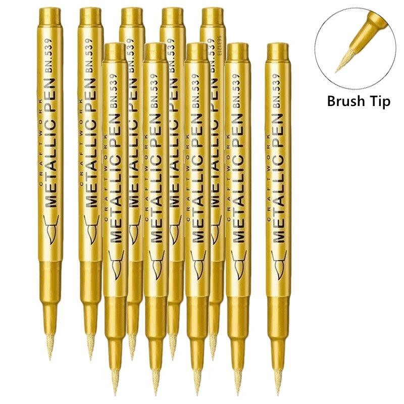 Metallic Paint Pens | Brush Tip Nib | Non Erasable Ink | 1 To 50 Pack