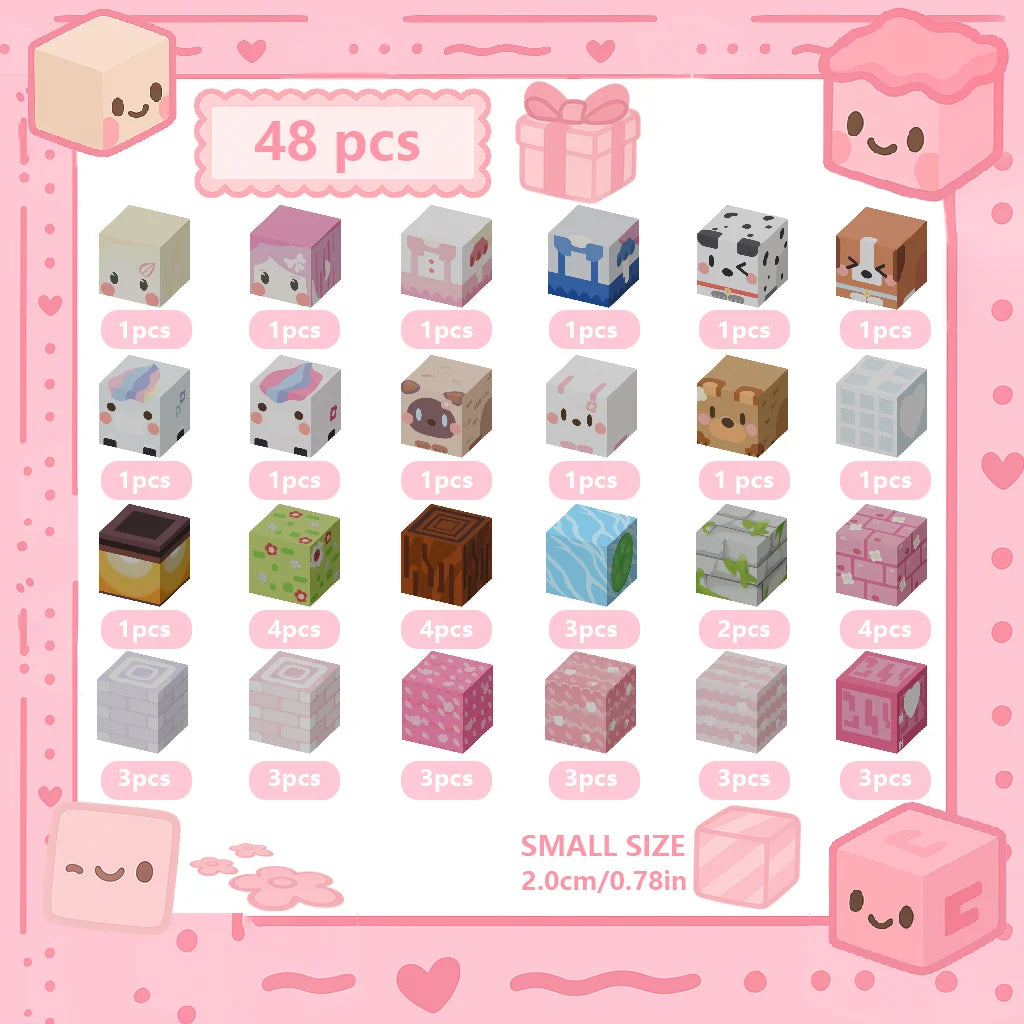 Magnetic Building Blocks | Pink Blossom Castle Theme | 20mm Cubes | Ages 3 Up
