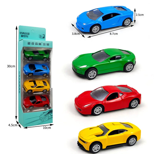 Set of 4 Toddler Car Toys with Various Police, School Bus, and Taxi Styles Made of Durable Alloy ToylandEU.com Toyland EU