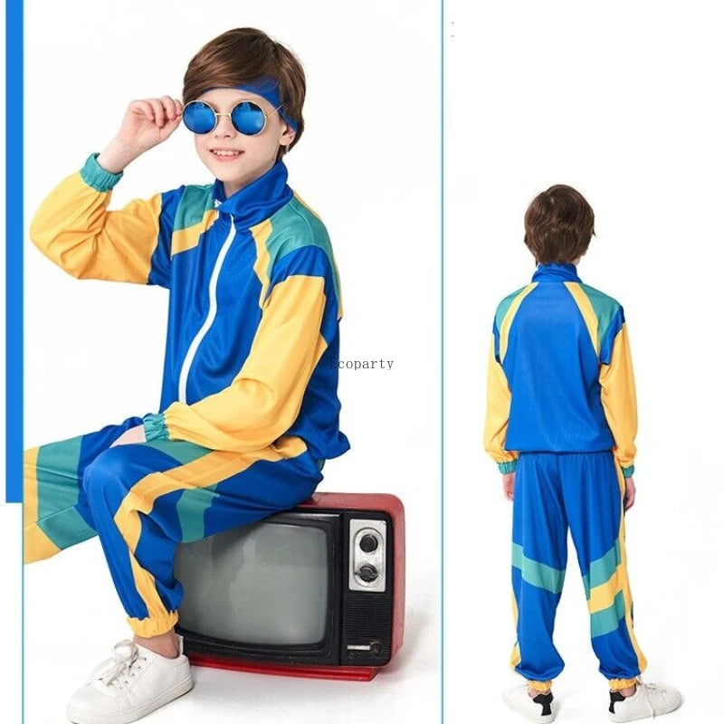 Retro Kids' Blue Disco Tracksuit - Perfect for 80s Parties & Cosplay