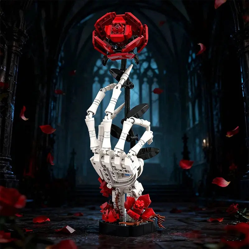 Mymocs Ideas Skull Roses Bouquet Bricks Model Gothic Crow Skull Flowers Plant Pot Decorate Building Blocks Kid Toys Adult Gift - ToylandEU