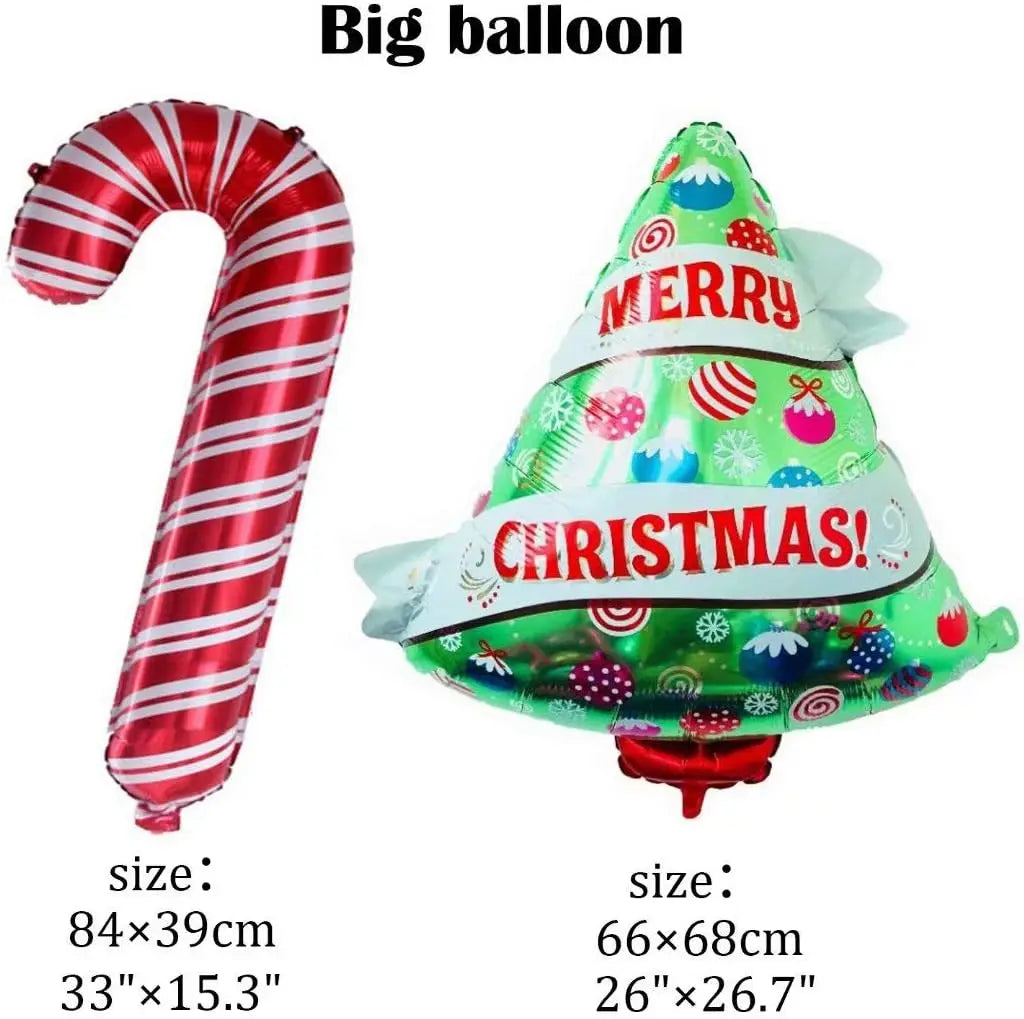 Christmas Balloons | Giant 7Pcs Latex Set | Reindeer Snowman Santa Elk Shapes
