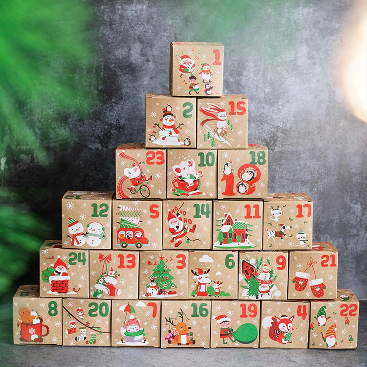 Advent Calendar | 24 Empty Kraft Paper Boxes | 7 cm Cube Gift Boxes | DIY Christmas Countdown Decor