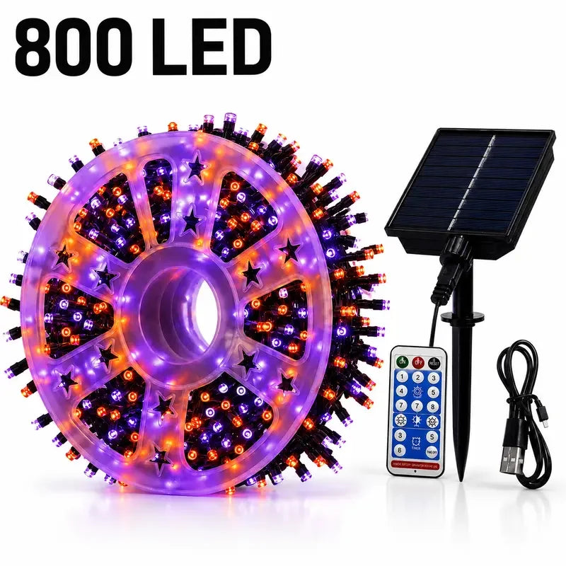 Halloween String Lights | 335 Ft 800 Led | Remote | Purple Orange Patio Decor