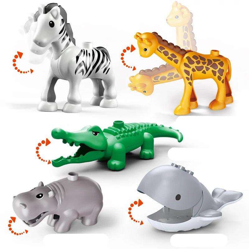 Wild Animal-themed Big Building Blocks Set with Lion and Flamingo Figures - ToylandEU