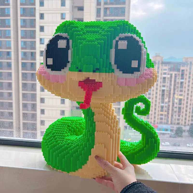 2026 new Snake Year New Super Large Green Snake Building Blocks Assembly Toy Puzzle Pendant Puzzle Toy Children'S Gift - ToylandEU