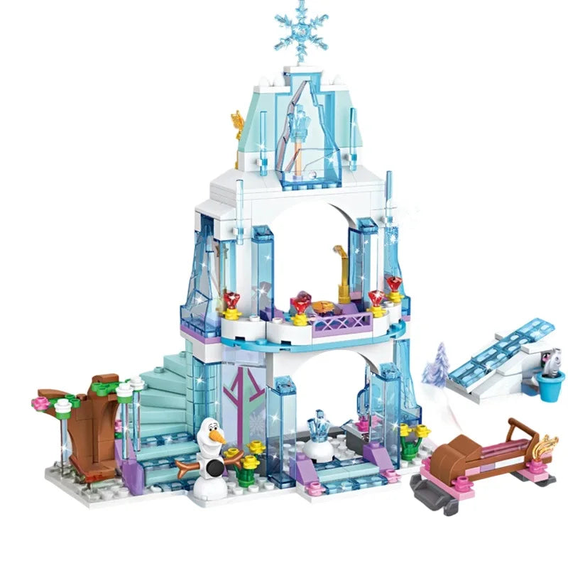 Lego Compatible Blocks | Frozen Ice Castle | Small Blocks | Mini Figure Included