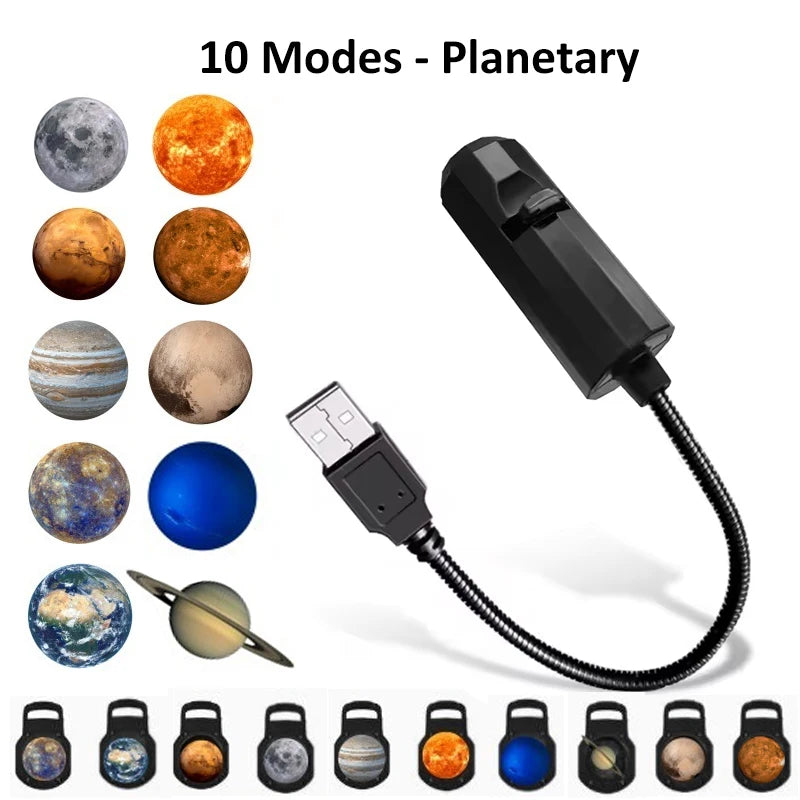 Scene Projector Lamp | Rotating Head | Switchable Patterns | USB Night Light