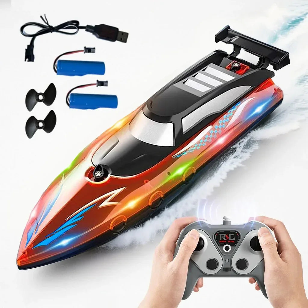 RC Boat With LED Light Proportional Remote Control - ToylandEU