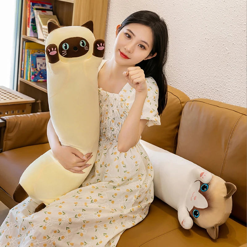 Plush Cat Pillow | Long Sleepy Shape | Toylandeu™