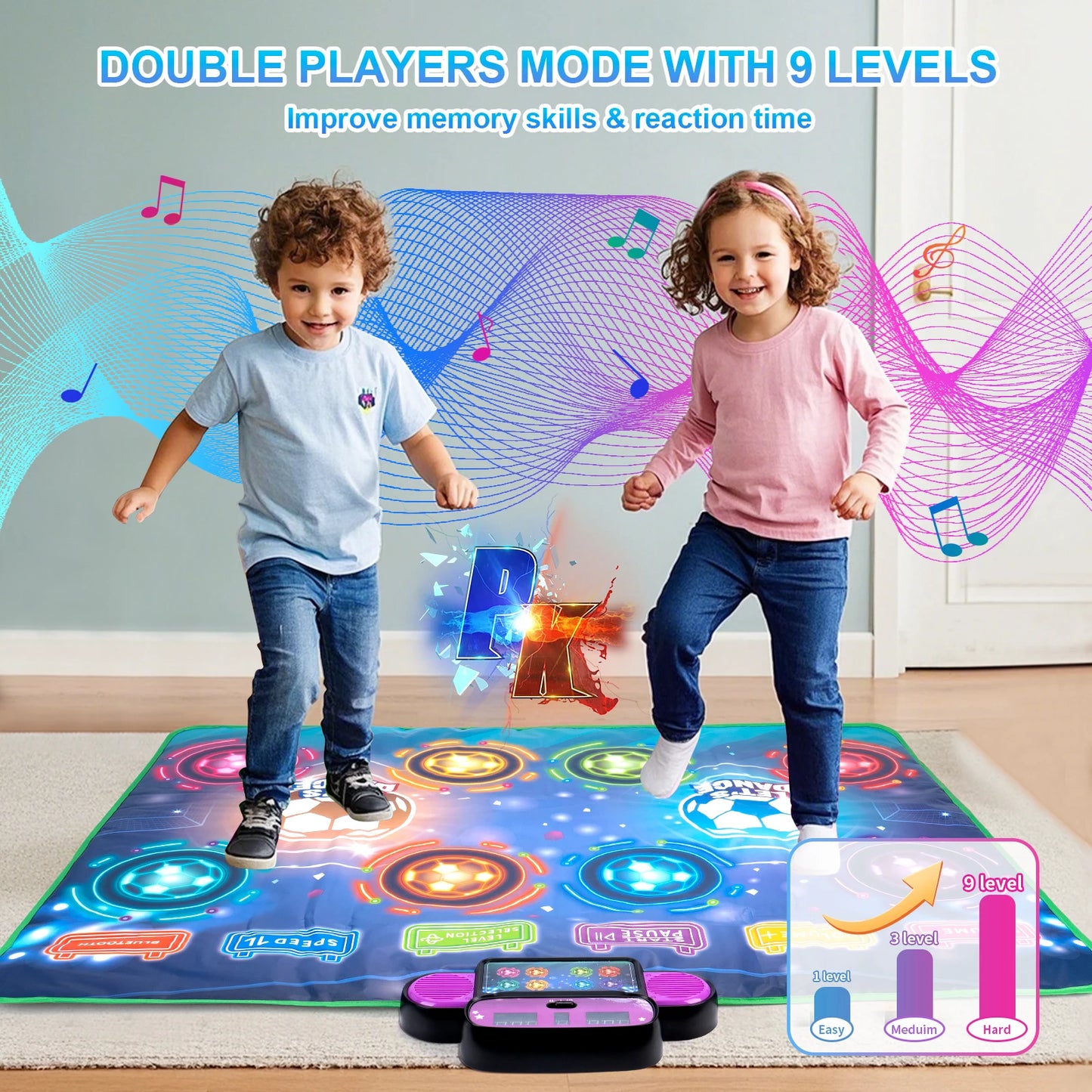 Kids Electronic Dance Mat Bluetooth Light Interactive Educational Toy