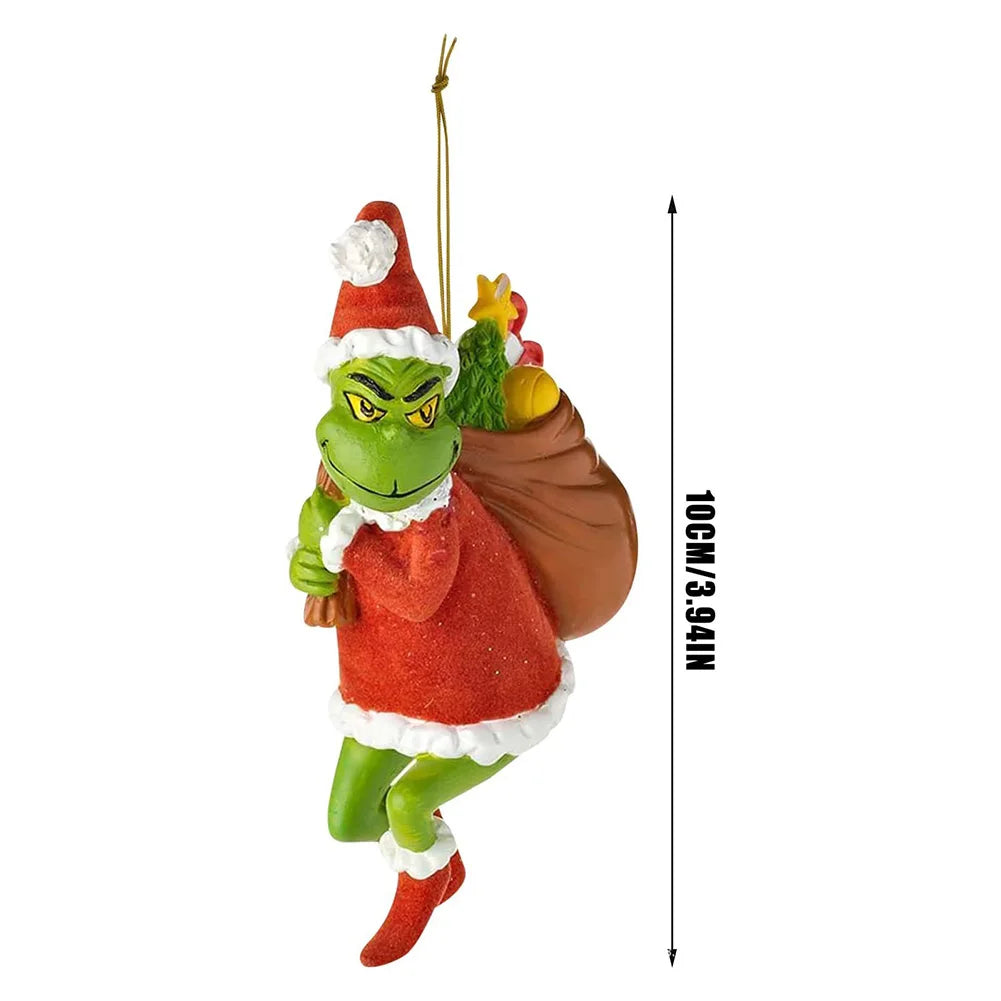 2D Green Monsters Ornaments | Acrylic Christmas Tree | Cartoon Hanging Pendants