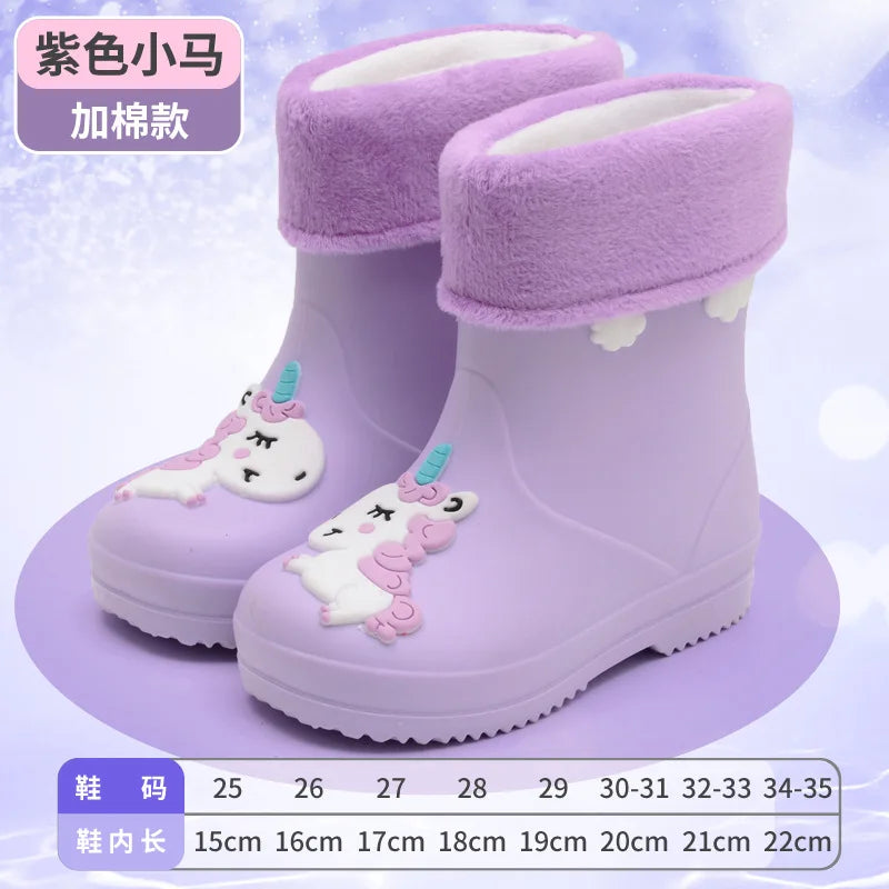 Kids Rain Boots | Waterproof Non Slip | Cartoon Print | Toddler Youth