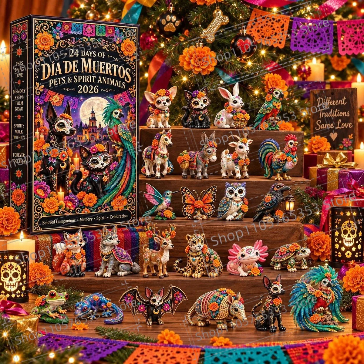 Advent Calendar | 2026 Day Of The Dead | 24 Piece 2D Acrylic Pendants | Festive Party Gift