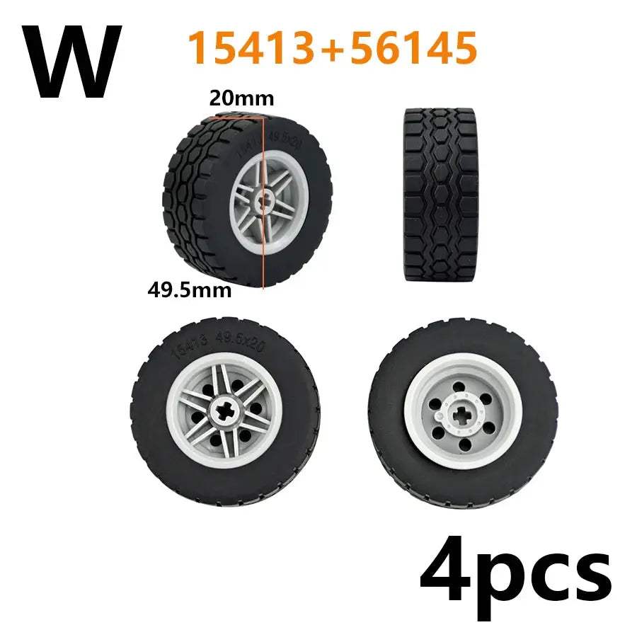 MOC Technical Tire Wheel Cross Hole Set Motorcycle Car Truck Wheels 44309 92402 32019 54120 11957 Construction Building Block - ToylandEU