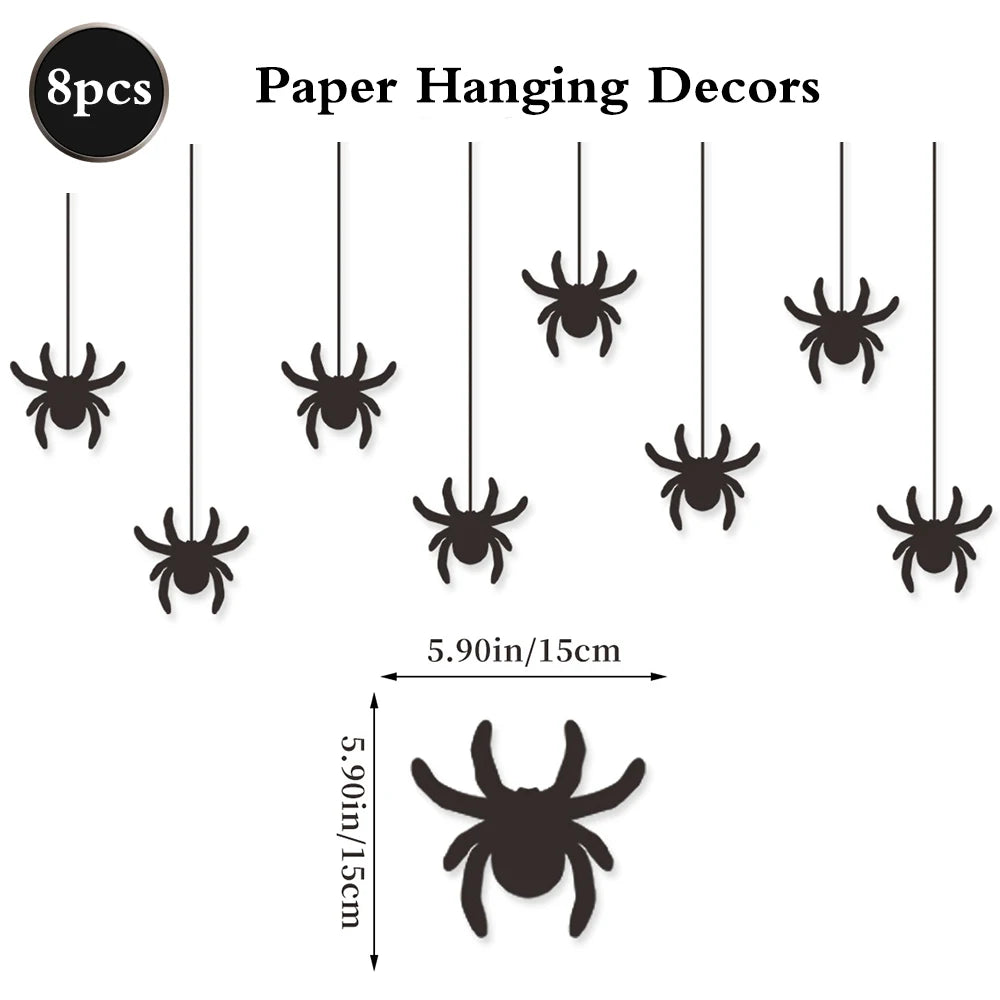 Halloween Decor Kit | Paper Banner Garland | Spider Web Swirls | Party Setup