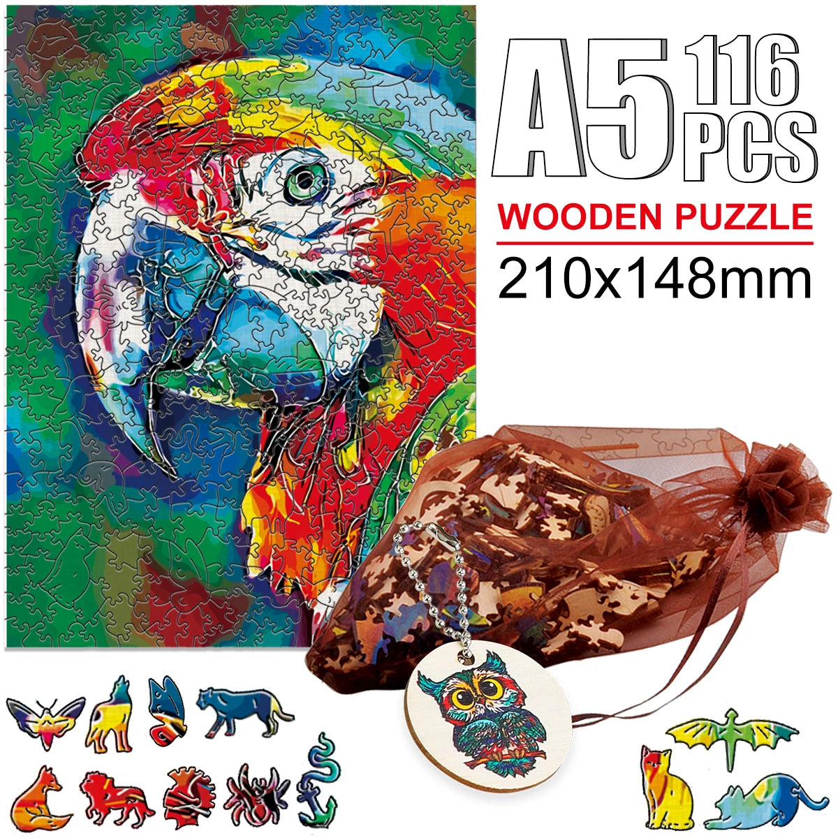 Hummingbird 3D Wooden Puzzle with Key Chain and Mesh Bag for Educational Fun ToylandEU.com Toyland EU