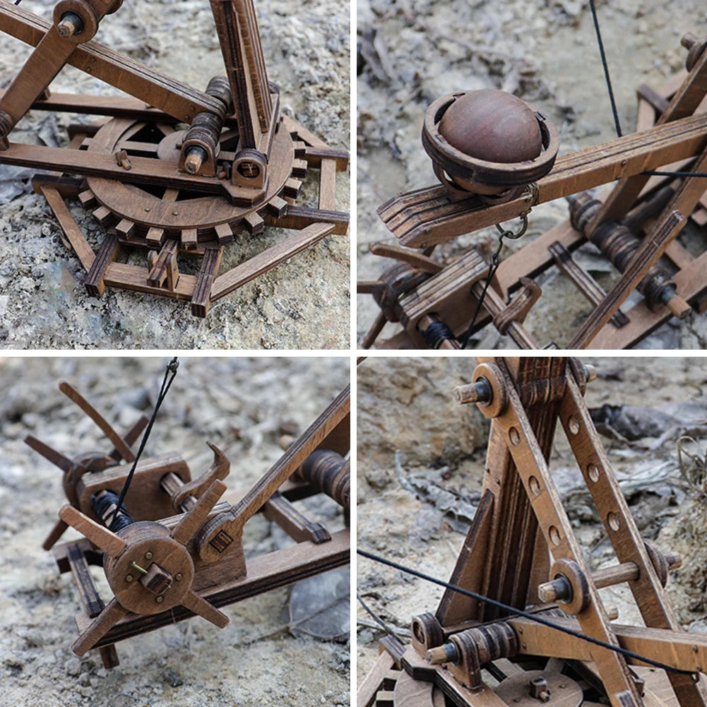 Ancient Chariot Stone-Thrower DIY Model Kit with Adjustable Crossbow