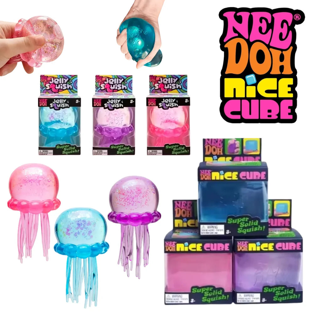 Squishy Fidget Toy | Soft Jelly Squeeze | Stress Relief | Jellyfish Cube Set