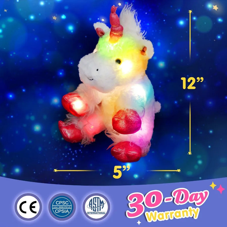 Unicorn LED Stuffed Toys Small and Large Doll Animal White Plush Glow - ToylandEU