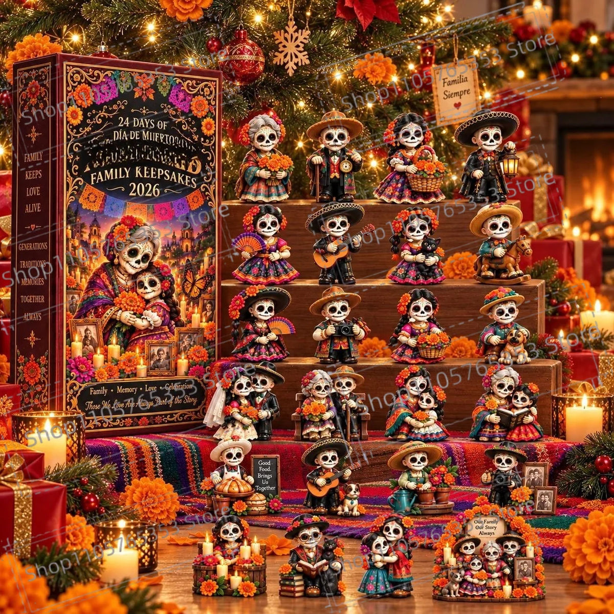 Advent Calendar | 2026 Day Of The Dead | 24 Piece 2D Acrylic Pendants | Festive Party Gift