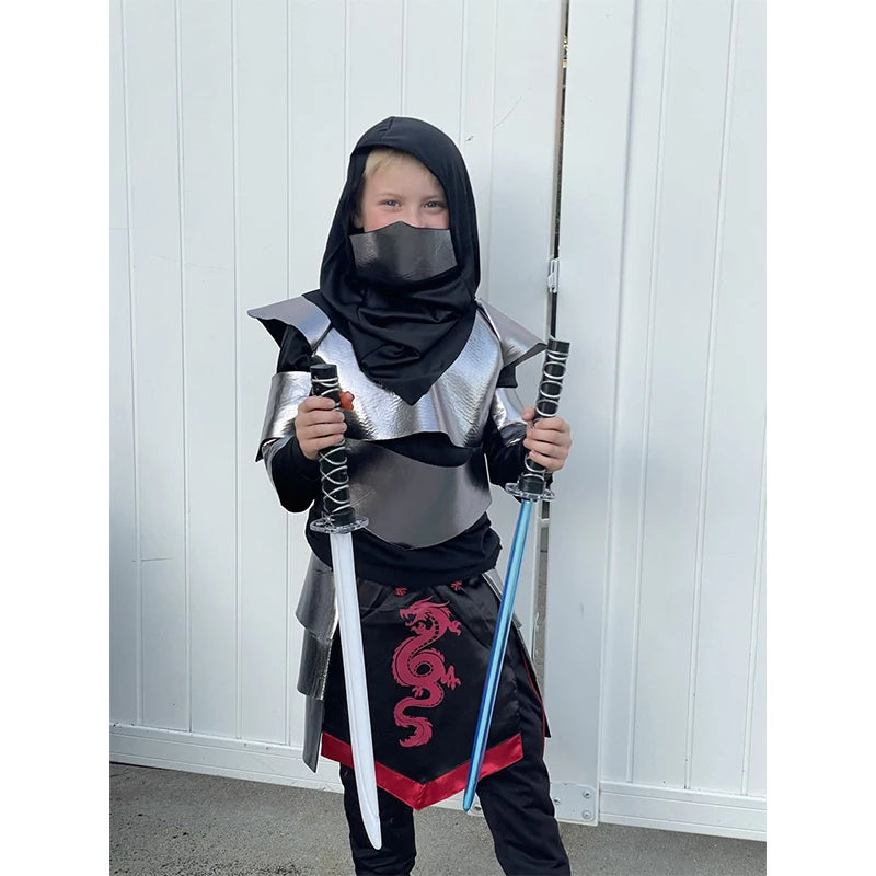 Silver Dragon Ninja Costume for Boys - Perfect for Halloween & Festivities