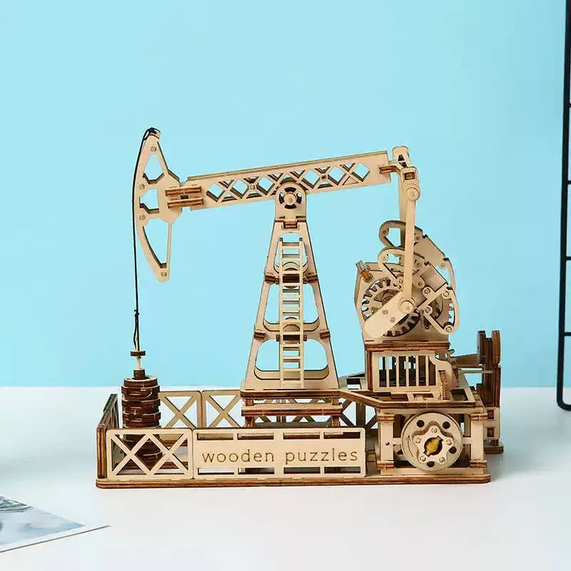 3D Wooden Puzzle | Oil Drilling Rig Model Kit | Engineering Model | Teens and Adults