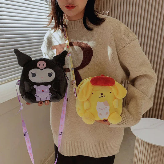 New Kawaii Sanrio Plush Backpack featuring Kuromi, Cinnamoroll, and Pompompurin My Melody