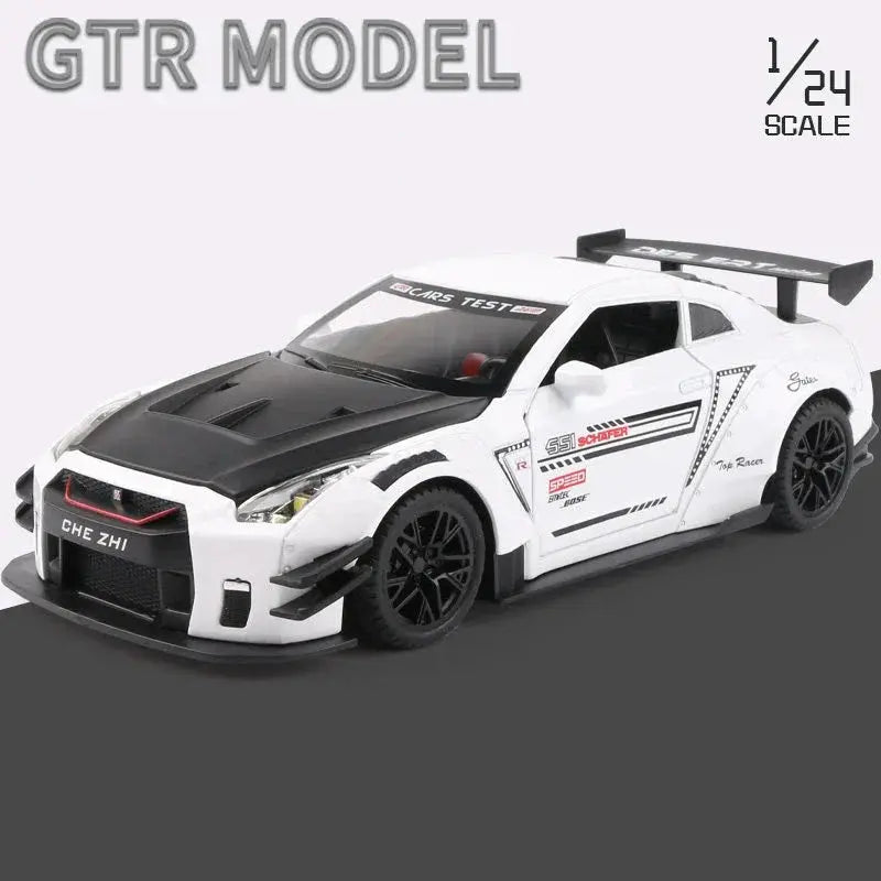 1:24 Skyline Ares Nissan GTR R34 R35 Alloy Sports Car Model Diecast Metal Racing Car Model Simulation Sound and Light Kids Gifts - ToylandEU
