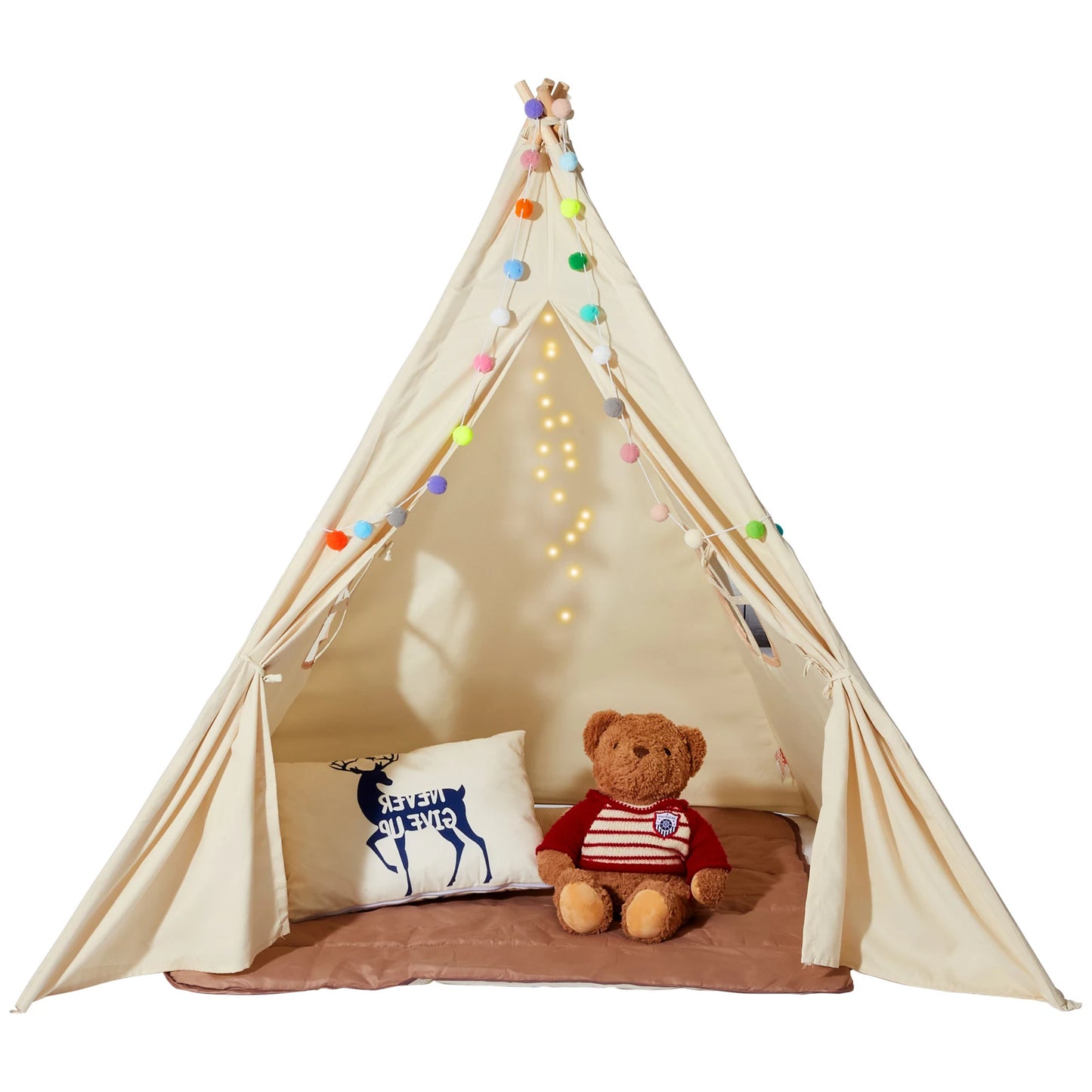 Kids Teepee Play Tent for Indoor Outdoor Fun with Windows