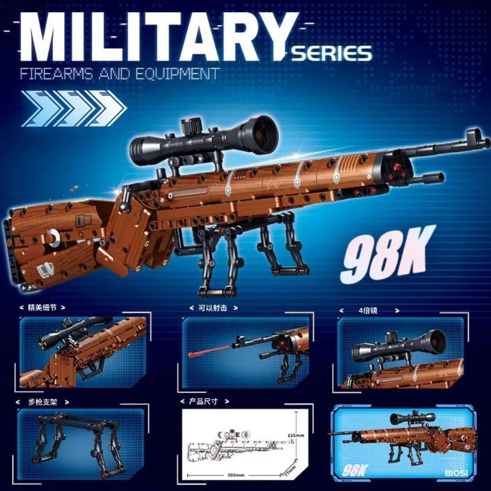 Historical Rifle Model Kit | 1206 PCS | Bolt Action Sniper | Adult Collector