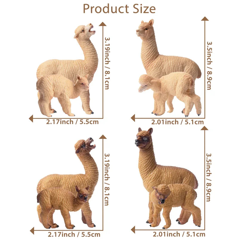 Alpaca Figures | 8 Piece Set | PVC Mini Figures | Cake Toppers