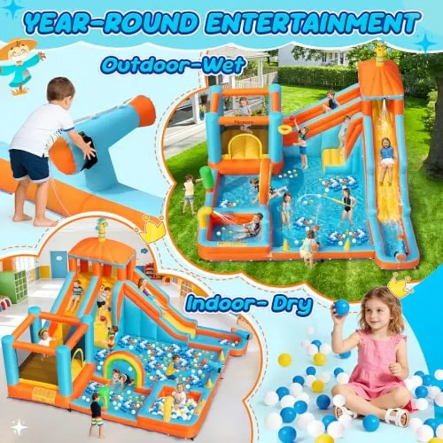 Inflatable Water Slide Bounce House With Dual Water Slides