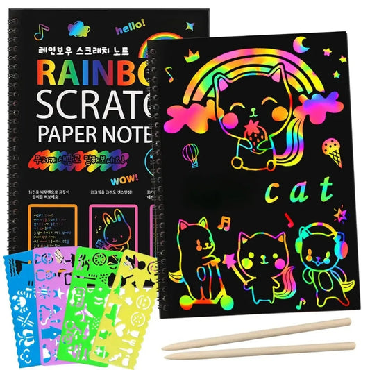 Kids Montessori Scratch Art Painting Book Rainbow Scratch-off Paper - ToylandEU