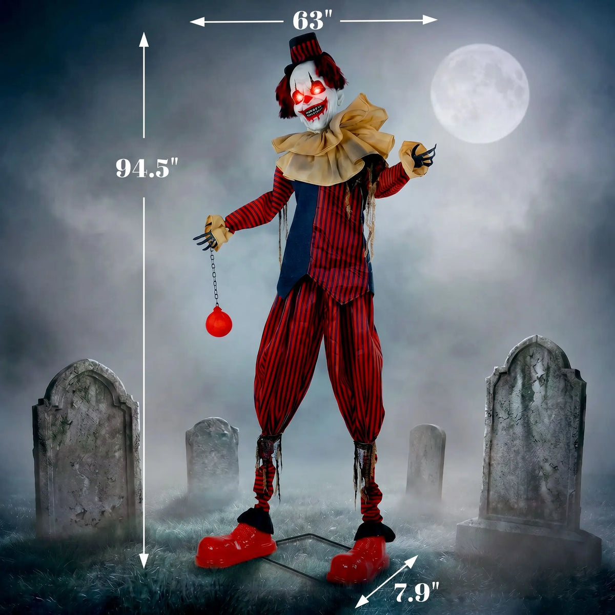 Giant Animated Clown | Touch Activated | Light Up Eyes | Yard Halloween Decor