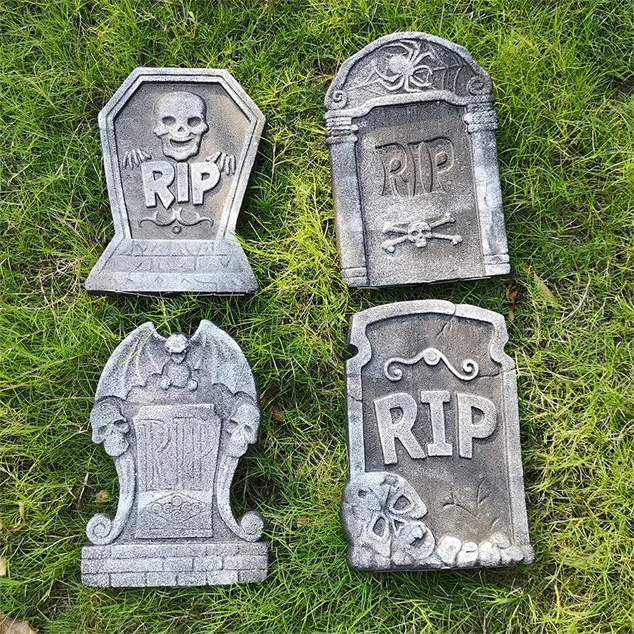 Halloween Tombstone Decor | 4 Piece Foam Set | Outdoor Yard Props | Home Party