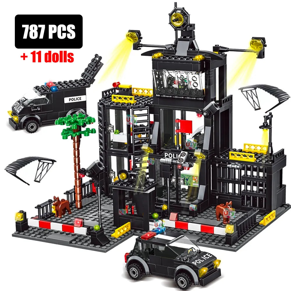 SWAT Police Station & City Military Model Set with Prison Car, Policeman, and Boat ToylandEU.com Toyland EU