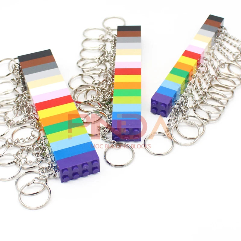 MOC Key Chain Bricks | 10 Pcs Pack | 2X4 Compatible Plates | Kids Craft Set
